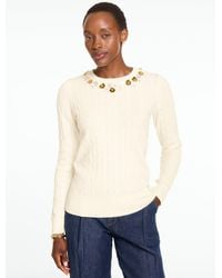 Talbots - Embellished Cable Knit Sweater - Lyst