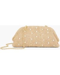 Talbots - Pearl Embellished Straw Clutch - Lyst