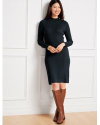 Talbots - Button Mockneck Ribbed Shift Dress - Lyst