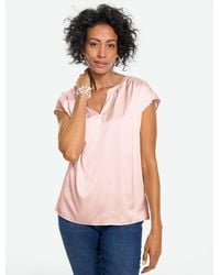 Talbots - Soft Satin Charmeuse Split Neck Top - Lyst