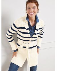 Talbots - Stripe Cable Stitch Trench Cardigan Sweater - Lyst