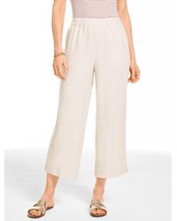 Talbots - Washed Linen Wide Crop Pull-on Pants - Lyst