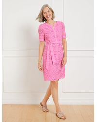 Talbots - Eyelet Puff Sleeve Poplin Shirtdress - Lyst