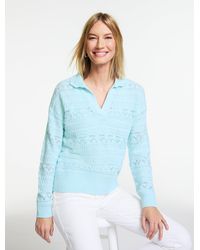 Talbots - Pointelle Johnny Collar Sweater - Lyst