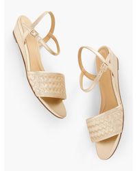 Talbots - Capri Woven Leather Wedge Sandals - Lyst