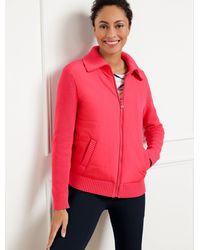 Talbots - Quilted Full Zip Sweater Jacket - Lyst