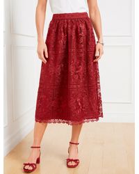 Talbots - Floral Lace Fit & Flare Midi Skirt - Lyst