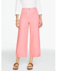 Talbots - Washed Linen Wide Crop Patch Pocket Pants - Lyst