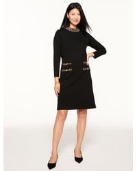 Talbots - Leopard Trim A-line Ponte Dress - Lyst