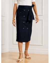 Talbots - Double Breasted Twill Midi Skirt - Lyst