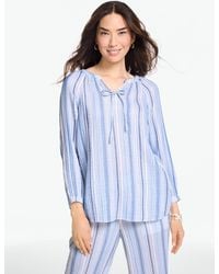 Talbots - Gauze Band Collar Popover Shirt - Lyst