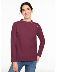 Talbots - Cable Knit Funnel Neck Zip Pullover Sweater - Lyst