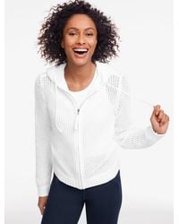 Talbots - Open Stitch Full-zip Hooded Sweater - Lyst