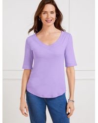 Talbots - Ribbed V-neck T-shirt - Lyst