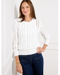 Talbots - Open Knit Cable Crewneck Sweater - Lyst