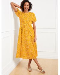 Talbots - Puff Sleeve Midi Dress - Lyst