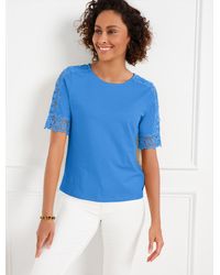Talbots - Lace Cuff Crewneck T-shirt - Lyst