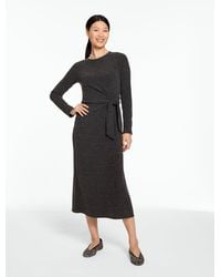 Talbots - Ribbed Side Tie Jersey Midi Dress - Lyst