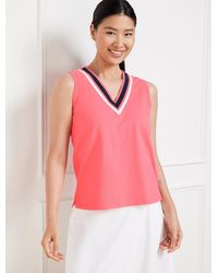 Talbots - Piqué V-neck Tipped Sleeveless Tank Top - Lyst