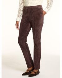 Talbots - Faux Suede Slim Ankle Pants - Lyst