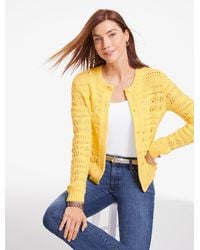 Talbots - Open Stitch Crewneck Cardigan Sweater - Lyst