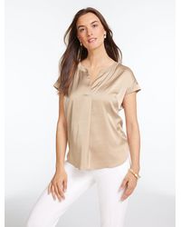 Talbots - Soft Satin Charmeuse Split Neck Top - Lyst