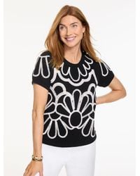 Talbots - Embroidered Flower Crewneck Sweater - Lyst