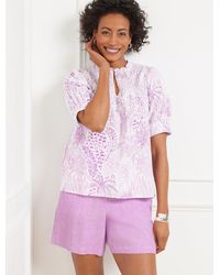 Talbots - Linen Blend Smocked Top - Lyst