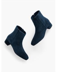 Talbots - Perla Suede Block Heel Ankle Boots - Lyst