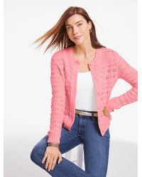 Talbots - Open Stitch Crewneck Cardigan Sweater - Lyst