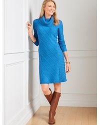 Talbots - Cable Knit Tweed Sweater Dress - Lyst