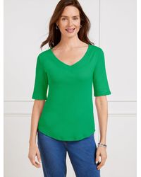 Talbots - Ribbed V-neck T-shirt - Lyst