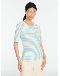 Talbots - Ribbed Elbow Sleeve Henley T-shirt - Lyst