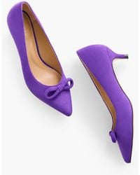 Talbots - Sylvie Bow Kitten Heel Suede Pumps - Lyst