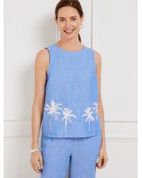 Talbots - Embellished Palms Linen Cotton Shell Sweater - Lyst