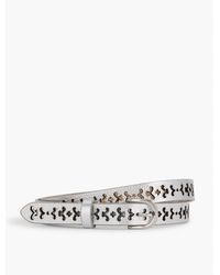 Talbots - Perforated Pebble Metallic Leather Belt - Lyst