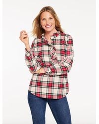 Talbots - Metallic Ruffle Popover Shirt - Lyst
