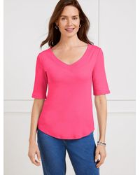 Talbots - Ribbed V-neck T-shirt - Lyst