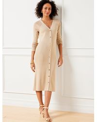 Talbots - Button Front Ribbed Sweater Dress - Lyst
