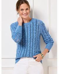 Talbots - Open Knit Cable Crewneck Sweater - Lyst