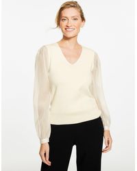 Talbots - Sheer Sleeve V-neck Pullover Sweater - Lyst