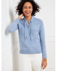Talbots - Cable Knit Lace Up Sweater - Lyst