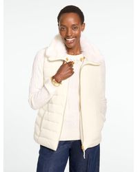 Talbots - Faux Fur Collar Puffer Vest - Lyst