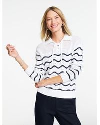 Talbots - Flame Stitch Johnny Collar Pullover Sweater - Lyst