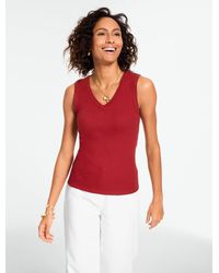 Talbots - Crochet Trim Ribbed Tank Top - Lyst