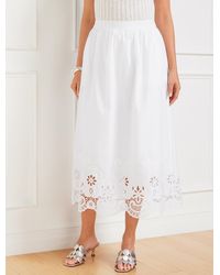 Talbots - Embroidered Poplin Fit & Flare Midi Skirt - Lyst