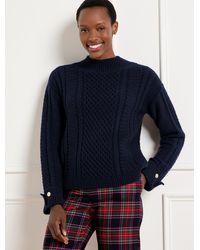 Talbots - Cable Knit Button Cuff Sweater - Lyst