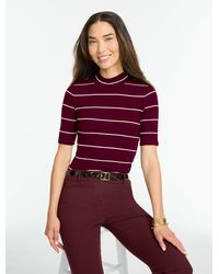 Talbots - Ribbed Elbow Sleeve Mockneck Top - Lyst