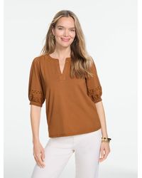 Talbots - Zig Zag Stitch Elbow Sleeve Top - Lyst