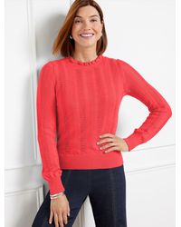 Talbots - Pointelle Ruffle Mockneck Sweater - Lyst